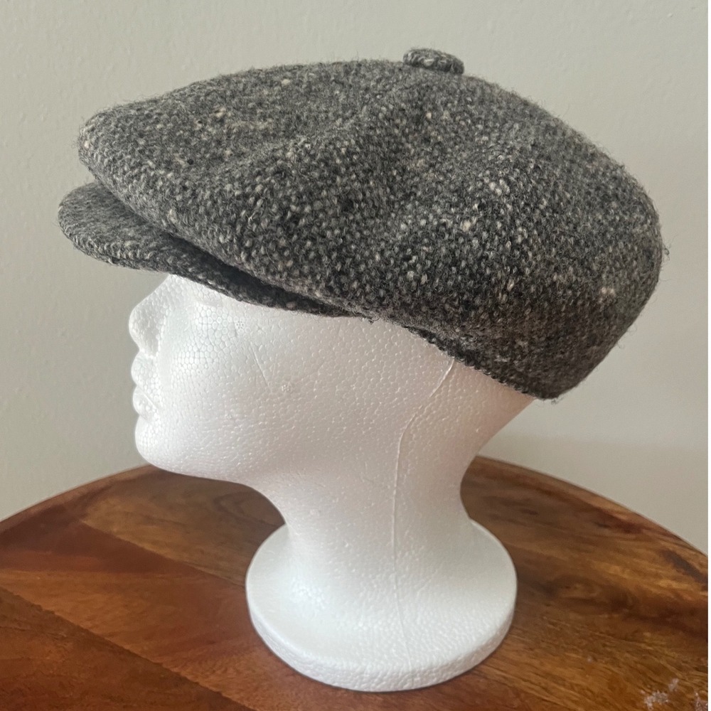 Highlands Tweed Newsboy Cap Mens Grey Pure Wool‎ Made in Italy Flat Hat Medium